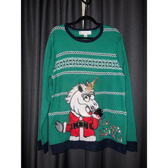 Ugly Christmas Sweater Xmas Size Large Unicorn - Picture 1 of 3